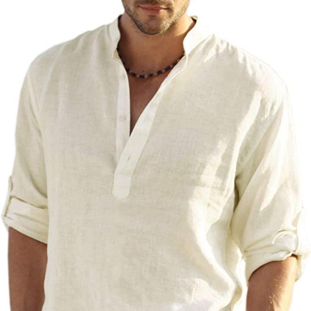 LNWOT - Men's Linen Henley Beach Shirt (XXL) - COOFANDY